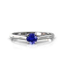 Charger l'image dans la galerie, Solitaire X en or blanc palladié 750 serti d'une Tanzanite de 4 mm