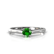 Charger l'image dans la galerie, Solitaire X en or blanc palladié 750 serti d'un Grenat Tsavorite de 4 mm