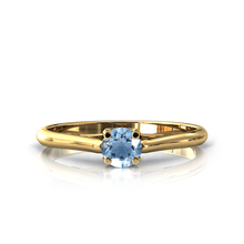Charger l'image dans la galerie, Solitaire X en or jaune 750 serti d'une Aigue-marine de 4 mm
