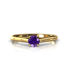 Charger l'image dans la galerie, Solitaire X en or jaune 750 serti d'une Améthyste de 4 mm