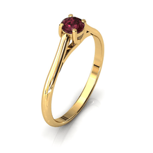 Charger l'image dans la galerie, Solitaire X en or jaune 750 serti d'un grenat Rhodolite de 4 mm