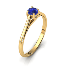 Charger l'image dans la galerie, Solitaire X en or jaune 750 serti d'une Tanzanite de 4 mm