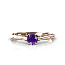 Charger l'image dans la galerie, Solitaire X en or rose 750 serti d'une Améthyste de 4 mm