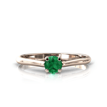 Charger l'image dans la galerie, Solitaire X en or rose 750 serti d'une Emeraude de 4 mm