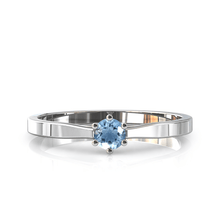 Charger l'image dans la galerie, Solitaire en or blanc palladié 750 serti d'une Aigue-marine de 3,5 mm
