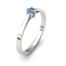 Charger l'image dans la galerie, Solitaire en or blanc palladié 750 serti d'une Aigue-marine de 3,5 mm