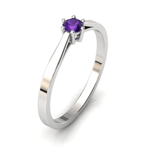 Charger l'image dans la galerie, Solitaire en or blanc palladié 750 serti d'une Améthyste de 3,5 mm