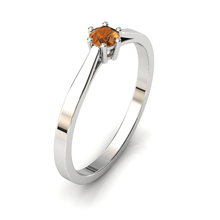 Charger l'image dans la galerie, Solitaire en or blanc palladié 750 serti d'une Citrine de 3,5 mm