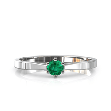 Charger l'image dans la galerie, Solitaire en or blanc palladié 750 serti d'une Emeraude de 3,5 mm