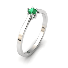 Charger l'image dans la galerie, Solitaire en or blanc palladié 750 serti d'une Emeraude de 3,5 mm
