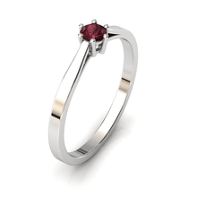 Charger l'image dans la galerie, Solitaire en or blanc palladié 750 serti d'un grenat Rhodolite de 3,5 mm