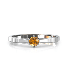 Charger l'image dans la galerie, Solitaire en or blanc palladié 750 serti d'un grenat Spessartite de 3,5 mm