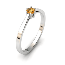 Charger l'image dans la galerie, Solitaire en or blanc palladié 750 serti d'un grenat Spessartite de 3,5 mm