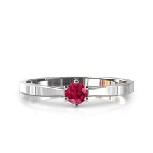 Charger l'image dans la galerie, Solitaire en or blanc palladié 750 serti d'un Rubis de 3,5 mm