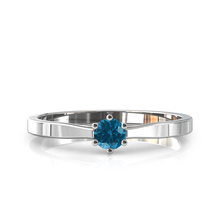 Charger l'image dans la galerie, Solitaire en or blanc palladié 750 serti d'une Topaze Blue London de 3,5 mm