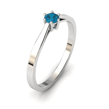 Charger l'image dans la galerie, Solitaire en or blanc palladié 750 serti d'une Topaze Blue London de 3,5 mm