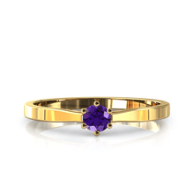 Charger l'image dans la galerie, Solitaire en or jaune 750 serti d'une Améthyste de 3,5 mm