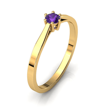 Charger l'image dans la galerie, Solitaire en or jaune 750 serti d'une Améthyste de 3,5 mm