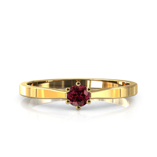 Charger l'image dans la galerie, Solitaire en or jaune 750 serti d'un grenat Rhodolite de 3,5 mm