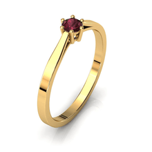 Charger l'image dans la galerie, Solitaire en or jaune 750 serti d'un grenat Rhodolite de 3,5 mm