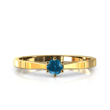 Charger l'image dans la galerie, Solitaire en or jaune 750 serti d'une Topaze Blue London de 3,5 mm