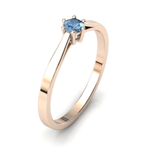 Charger l'image dans la galerie, Solitaire en or rose 750 serti d'une Aigue-marine de 3,5 mm
