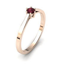 Charger l'image dans la galerie, Solitaire en or rose 750 serti d'un grenat Rhodolite de 3,5 mm