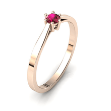 Charger l'image dans la galerie, Solitaire en or rose 750 serti d'un Rubis de 3,5 mm
