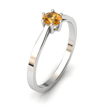 Charger l'image dans la galerie, Solitaire en or blanc palladié 750 serti d'un grenat Spessartite de 4,5 mm