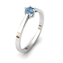 Charger l'image dans la galerie, Solitaire en or blanc palladié 750 serti d'une Aigue-marine de 4 mm