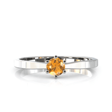 Charger l'image dans la galerie, Solitaire en or blanc palladié 750 serti d'un grenat Spessartite de 4 mm