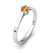 Charger l'image dans la galerie, Solitaire en or blanc palladié 750 serti d'un grenat Spessartite de 4 mm