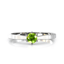 Charger l'image dans la galerie, Solitaire en or blanc palladié 750 serti d'un péridot de 4 mm