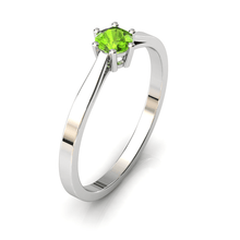 Charger l'image dans la galerie, Solitaire en or blanc palladié 750 serti d'un péridot de 4 mm