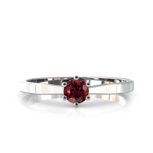 Charger l'image dans la galerie, Solitaire en or blanc palladié 750 serti d'une rhodolite de 4 mm