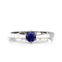 Charger l'image dans la galerie, Solitaire en or blanc palladié 750 serti d'un saphir de 4 mm