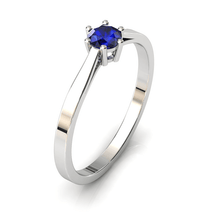Charger l'image dans la galerie, Solitaire en or blanc palladié 750 serti d'un saphir de 4 mm