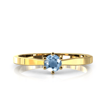 Charger l'image dans la galerie, Solitaire en or jaune 750 serti d'une Aigue-marine de 4 mm