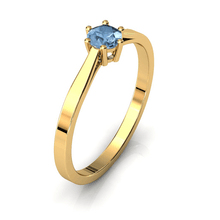 Charger l'image dans la galerie, Solitaire en or jaune 750 serti d'une Aigue-marine de 4 mm