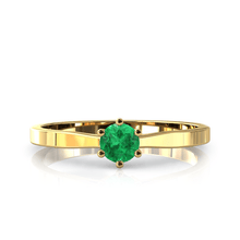 Charger l'image dans la galerie, Solitaire en or jaune 750 serti d'une émeraude de 4 mm