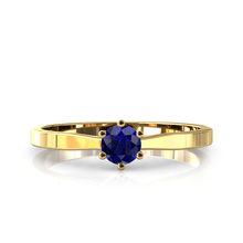 Charger l'image dans la galerie, Solitaire en or jaune 750 serti d'un saphir de 4 mm