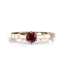 Charger l'image dans la galerie, Solitaire en or rose 750 serti d'une rhodolite de 4 mm
