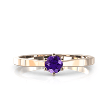 Charger l'image dans la galerie, Solitaire en or rose 750 serti d'une amethyste de 4 mm
