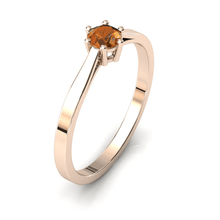 Charger l'image dans la galerie, Solitaire en or rose 750 serti d'une citrine de 4 mm