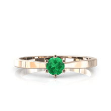 Charger l'image dans la galerie, Solitaire en or rose 750 serti d'une émeraude de 4 mm