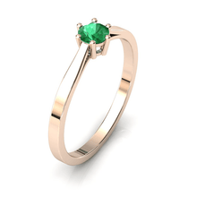 Charger l'image dans la galerie, Solitaire en or rose 750 serti d'une émeraude de 4 mm