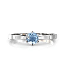 Charger l'image dans la galerie, Solitaire en or blanc palladié 750 serti d'une Aigue-marine de 4,5 mm