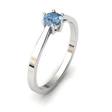 Charger l'image dans la galerie, Solitaire en or blanc palladié 750 serti d'une Aigue-marine de 4,5 mm