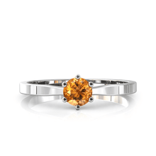 Charger l'image dans la galerie, Solitaire en or blanc palladié 750 serti d'une citrine de 4,5 mm