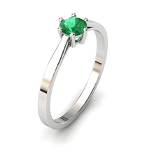 Charger l'image dans la galerie, Solitaire en or blanc palladié 750 serti d'une Emeraude de 4,5 mm